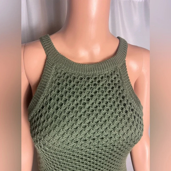 Charlotte Russe NWT Women’s Knit Mesh Olive Green Mini Dress Sleeveless Size M - Picture 3 of 9